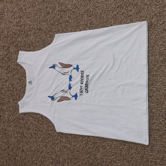 I Love Boobies Galapagos Graphic White Sleeveless Vests Women's Size XXL - Picture 2 of 12